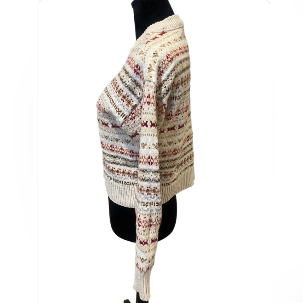 Y2K American Eagle Outfitters Cream and Red Knit Sweater- extra small - Picture 2 of 6
